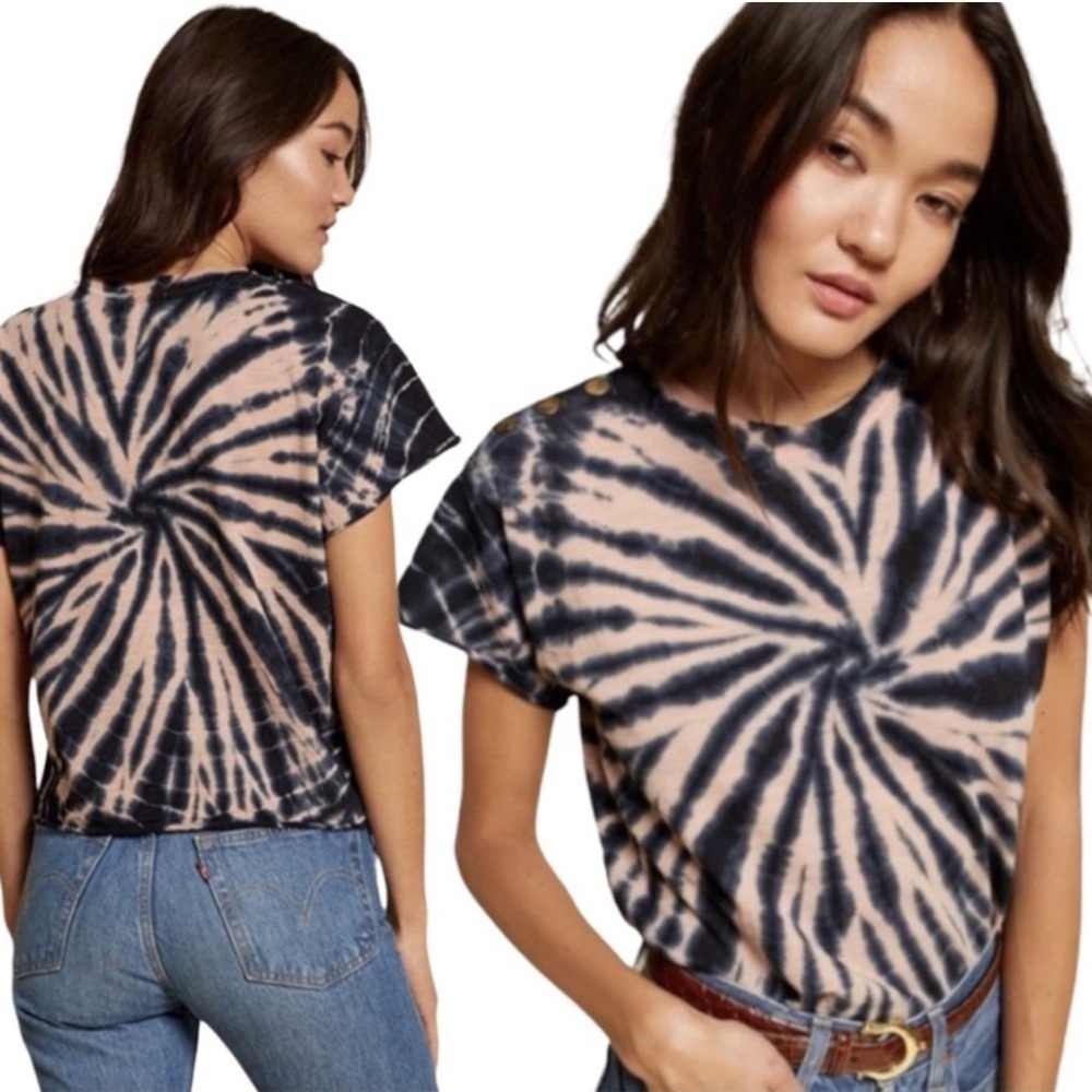 Nation LTD Black and Tan Tie-Dye Top
